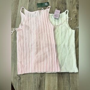 Wild Fable Ribbed Knit Tank Top Bundle | Pink & Cream | Size Small | NWT